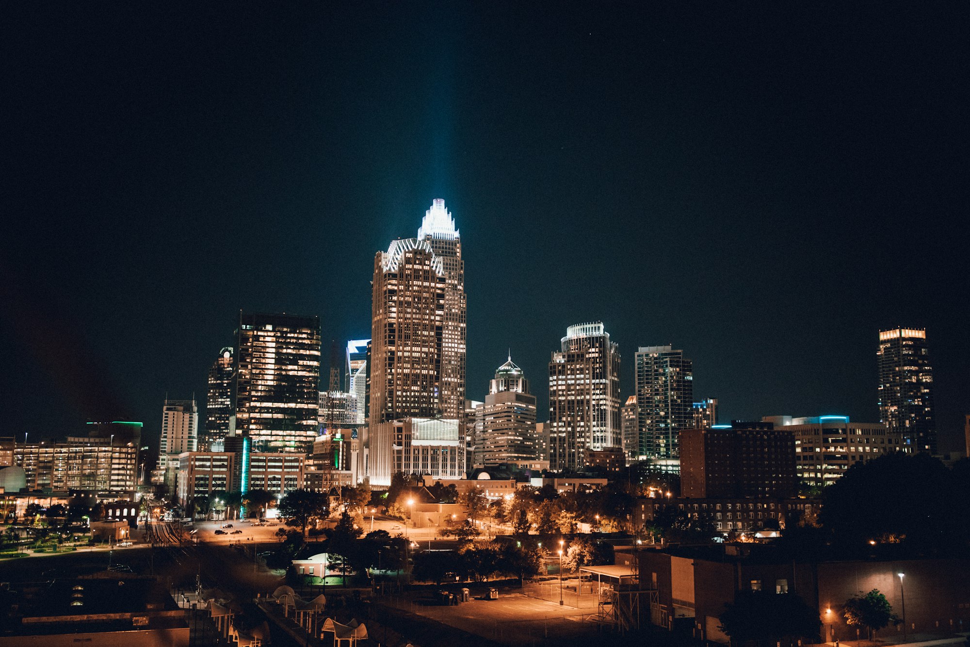 Charlotte skyline at night